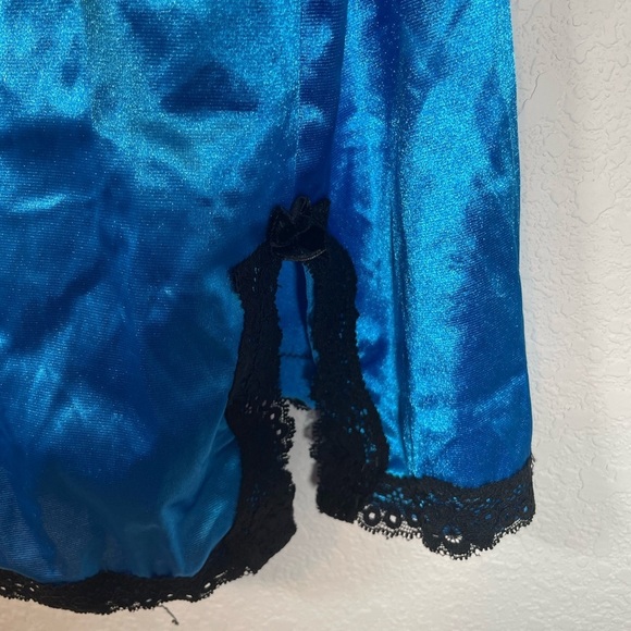 Native Intimates Blue & Black Silky & Lace Chemise - Picture 7 of 8